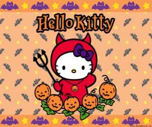пазл Hello Kitty одет на Хэллоуин